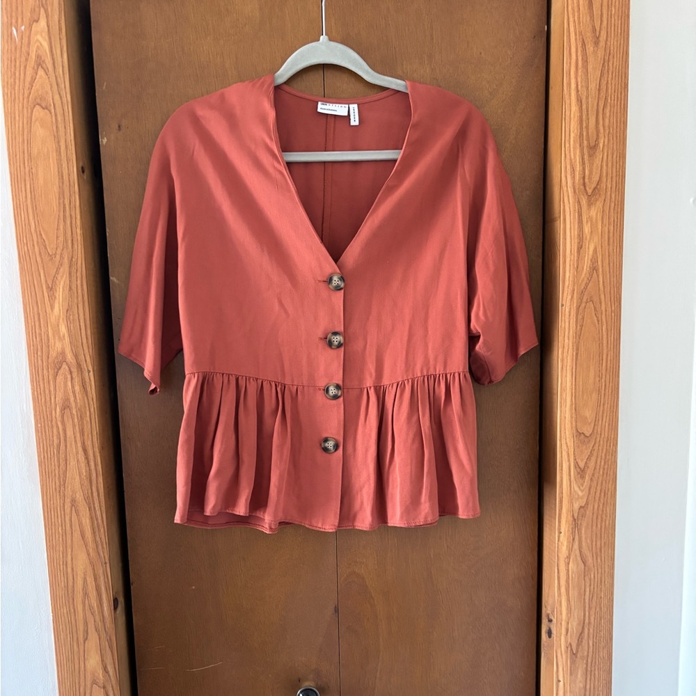 Women's Rust Button-Down Top